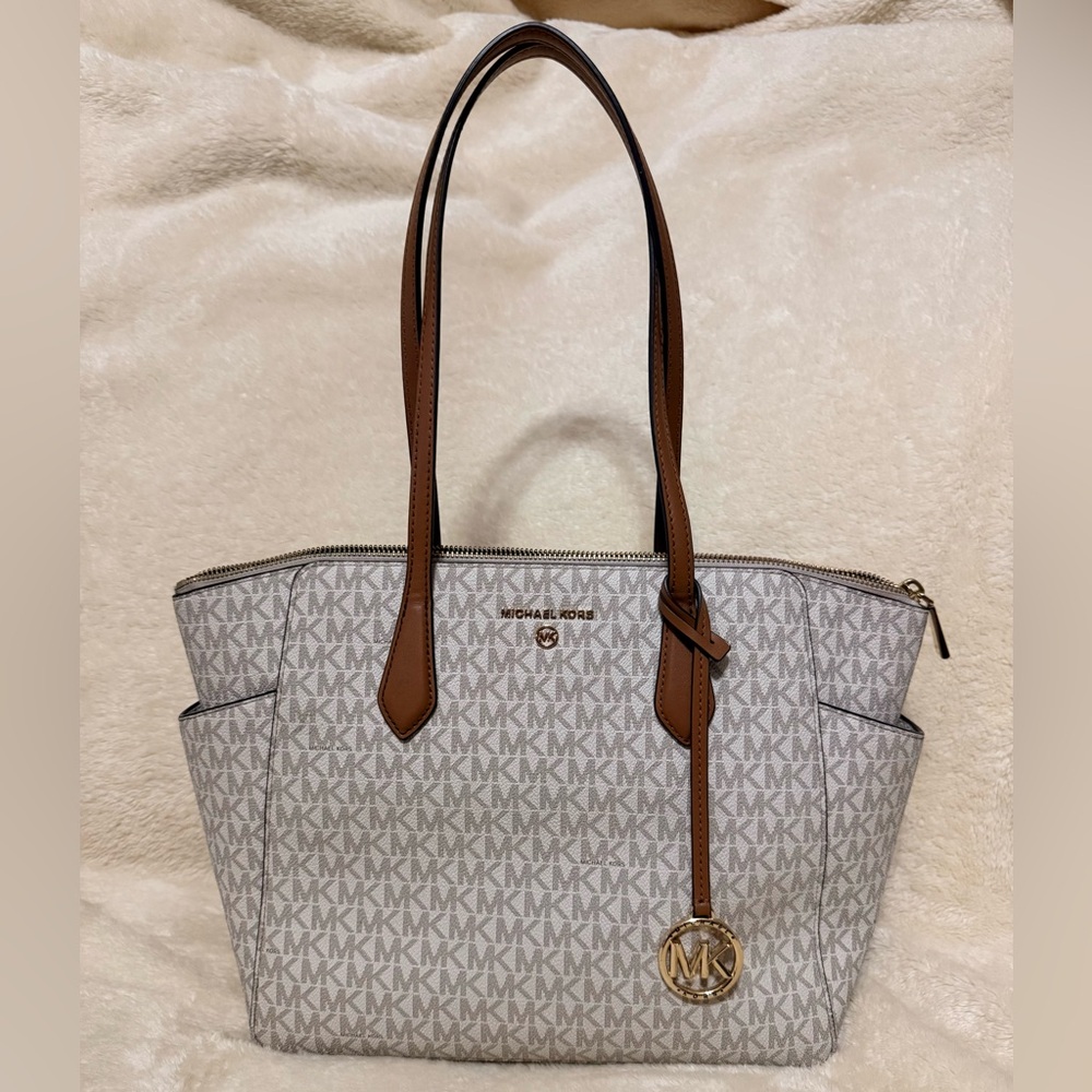 Michael Kors Gray and Brown Monogram Tote